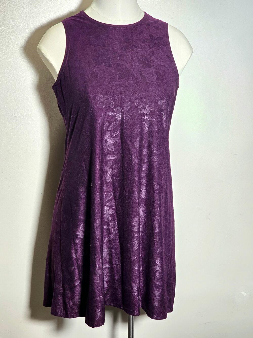 Vintage Y2K Jalate Purple Floral Burnout Mini Dress Tunic Top Small Whimsigoth